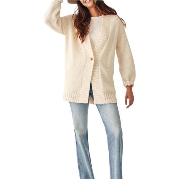 Faherty Stella Long Line Cardigan Women XS Wool Alpaca Cable Knit Ivory Cream - Picture 16 of 16